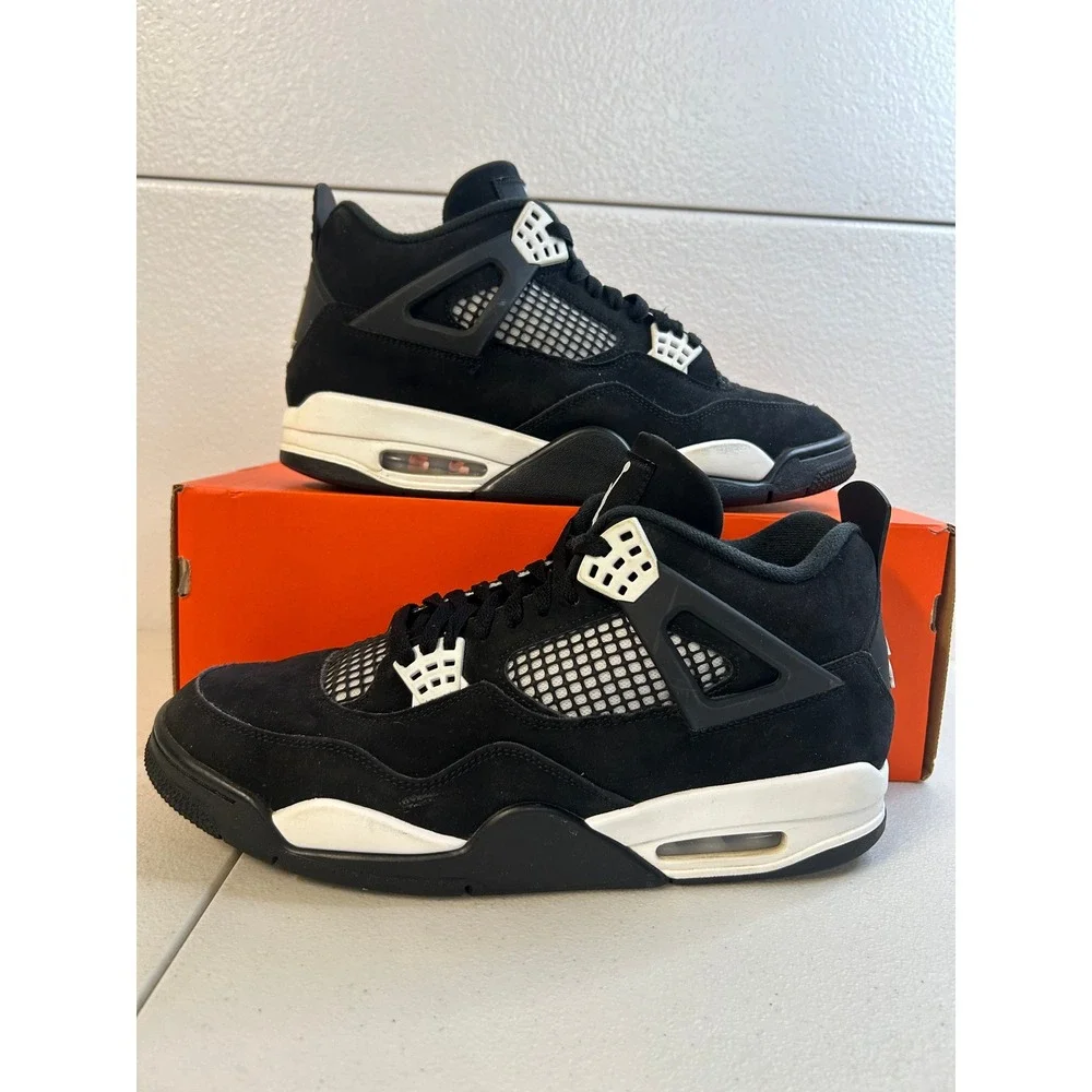 Air Jordan 4 Retro White Thunder Black White Mens 12 #2525